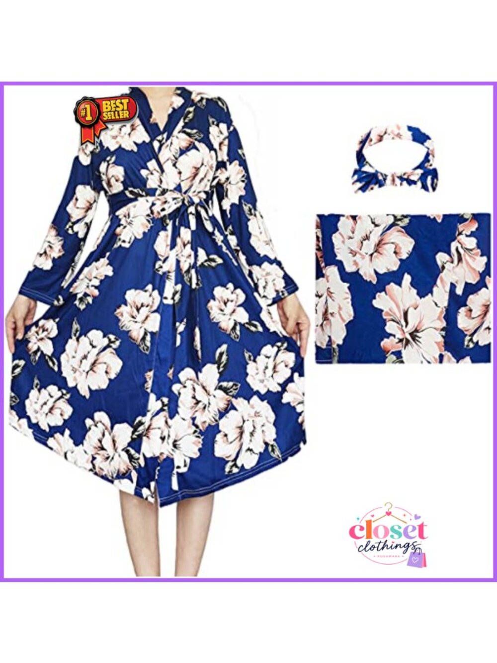 Maternity Robe & Matching Swaddle Set Milk Silk Floral Hospital